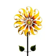 Large Wind Spinner Yellow Metal Sunflower Outdoor Garden Art Decoration 75 In. H