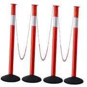 4 Pack Traffic Delineator Post Cones with Weighted Base & Reflective Collars,