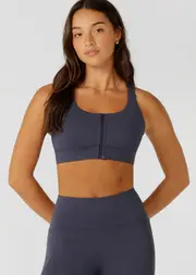 [Lorna Jane] Easy Zip On Max Support Sports Bra in Blue, Size - 2XS 2XS Ash Blue