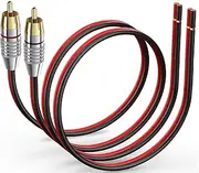 ukiism 2 Pack Speaker Bare Wire Cables to RCA Plugs Adapter Repair Speaker Cord, Heavy 14 Gauge Speaker Wire to RCA Connector for Speakers Amplifier TV Subwoofer - 14AWG,1Ft