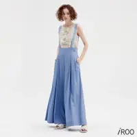 在飛比找momo購物網優惠-【iROO】天絲棉牛仔寬褲