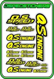 O.S ENGINES RC STICKER SHEET REMOTE CONTROL PLANE CAR OS SPEED TUNED YEL BLACK