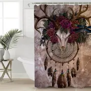 Goat Skull and Roses Shower Curtain