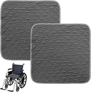 Pack of 2 Washable Incontinence Chair Pads: 50 x 50 cm Waterproof Incontinence Seat Cushion, Non-Slip Incontinence Pad for Armchairs, Deck Chairs, Car Seats, Sofa, Grey