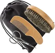 1Set Beard Caring Tool Men Grooming Kit with Comb Soft Beard Brush Scissors for Beard Styling for Bearded Men