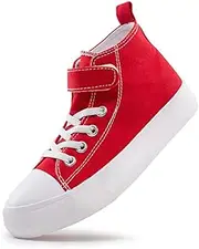 LUMUBBY Kid Shoes for Boys Girls Toddler Little kid Canvas Mid Top Sneakers Classic Adjustable Strap Lace up Shoes for Kids Breathable Lightweight