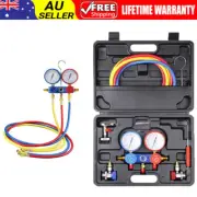 R134A R404A R22 R410A HVAC Refrigeration Charging Kit A/C Manifold Gauge 5FT NEW