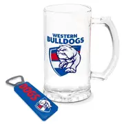 AFL Stein And Opener Set - Western Bulldogs - Drink Cup Mug - Retail Boxed