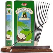 TRUMIRI Coconut Incense Sticks & Holder Bundle: 1 Set of 120 Sticks (6 Packets of 20)