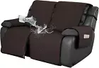 Waterproof Recliner Loveseat Sofa Cover with Pocket, 1-Piece Reversible Couch Co
