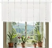 Jayla Boho Valance Curtains for Kitchen, Boho Tassel Kitchen Curtain, Rod Pocket Window Valances, Short Cafe Curtains for Bathroom Small Window Country Rustic, 16" Wx24 L