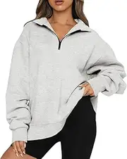 [Generic] Beach Fall Winter Tops for Women Ladies Oversized Half Zip Pullover Long Sleeve Sweatshirt Quarter Zip Hoodie Sweater Teen Girls Fall Blouse Clothes