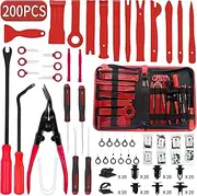 Wetado Trim Removal Tool, 200PCS Trim Tool Auto Removal Kit, Plastic Panel Fastener Removal Tool, Trim Removal Kit for Car/Trim/Panel/Door/Audio/Auto Clip Pliers/Terminal Removal Tool Kit (Red)