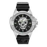 Philipp Plein The $kull Men’s Watch – Silver - Black Silicone Strap PWAAA0121