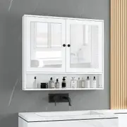 Bathroom Mirror Cabinet Medicine Shaver Shaving Storage Organiser Wall Bath Vanity Cupboard Toilet Shelves Furniture Organizer with 2 Doors White
