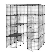 4 Tier Cat Enclosure Cage House XL DIY Metal Rabbit Hutch Ferret Bunny Crate Kitten Fence Kennel Playpen 3 Platforms 3 Ramps
