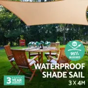 Heavy Duty Shade Sail Canopy 3x4m Waterproof Shade Sail Rectangle 95% UV Sand