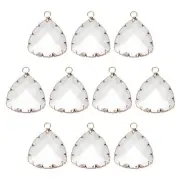 10PCS 23×19mm Glass Charm Pendants Triangle Charm Transparent Gold Border