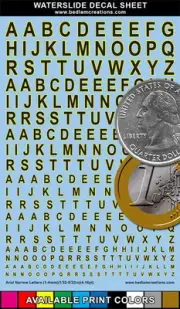 Waterslide Decals Arial Narrow Outline Letters Sheet