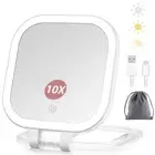 Rechargeable Travel Makeup Vanity Mirror with Lights and Magnification, Porta...