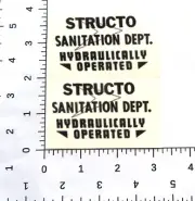 Structo truck water slide decal for Sanitation dept. with tracking