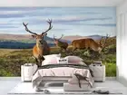 3D Elk Mountain Landscape Self-adhesive Removeable Wallpaper Wall Mural
