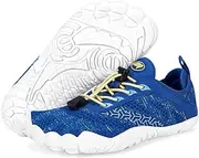 [BibYuga] Barefoot Shoes Children's Barefoot Shoes Girls Boys Quick Drying Bathing Shoes Breathable Trail Running Shoes Lightweight Soft Sports Shoes Non-Slip Hiking Shoes, K1 Blue, 35 EU