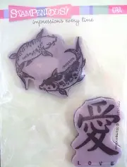Stampendous Cling Rubber Stamps Koi Love Set, NEW