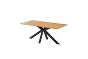 HomeStar Easton Wooden Rectangular Kitchen Dining Table 180cm Metal Legs Natural/Black