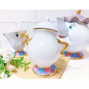 現貨 ✨ 日本 東京迪士尼 美女與野獸 茶壺媽媽 阿齊 糖罐 三件組 茶煲太太 茶壺 茶杯