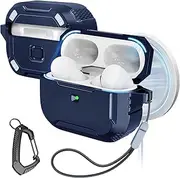 MILPROX HaloLock AirPods Pro 2 Case - Compatible with AirPods Pro 2nd/1st Gen (2023/2022/2019) - MagSafe Compatible - Powerful Drop Protection - Magnetic Lid - Cyber Armor Tough Series - Mag Blue