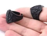 Ethnic Rhombus Chain Adjustable Ring Brass Black Painted 9US-12US size 4741