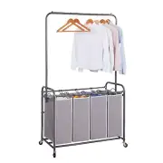 STORAGE MANIAC 181L Laundry Sorter with Hanging Bar, Portable, Removable Laun...