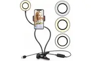 BOOC Selfie Ring Light with Flexible Mobile Phone Holder Bracket Lazy Desk (Desk-CLIP-BC)