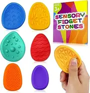 Sensory Fidget Toys for Kids Adults 6 PC Silicone Worry Stone Travel Toy for Autism ADHD Teens Calm Down Quiet Anxiety Fidgets for Classroom Chew Toys for Toddler Christmas Stocking Stuffer