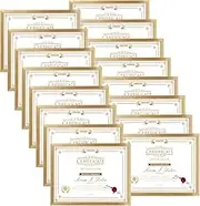 WIFTREY 16 Pack 8.5x11 Certificate Picture Frames, Multi 8.5 by 11 Photo Frame Bulk for Document Award, Wall Hanging or Tabletop Display, Gold