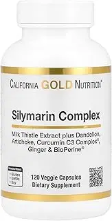 California Gold Nutrition Silymarin Complex, Milk Thistle Extract Plus Dandelion, Artichoke, Curcumin C3 Complex®, Ginger, and BioPerine®, 120 Veggie Capsules