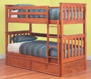 Single Over Single Awesome Bunk Bed - Excluding Trundle - Teak - Includes Free Linen Promo Package - Valued at $800