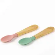 Bamboo Spoon Set - Green/Blush Pink