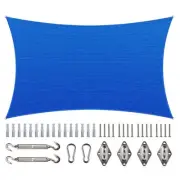12 ft. x 18 ft. 190 GSM Blue Rectangle Sun Shade Sail with Rectangle Kit