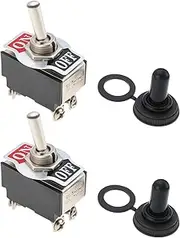 VGOL 2PCS Double Pole DPST On Off Toggle Switch 53.2x33.5mm 10A 125VAC 6A 250VAC with Metal Waterproof Cap 4 Terminal Pin Rocker Switch for Ships Automotive