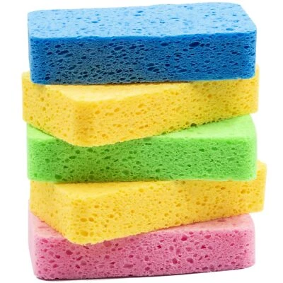 5 Pack Large Compressed Cellulose Sponges Thick Scrub Sponges for Cookware