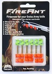 FireAnt 6 Pack - Fire Starter and Tinder System for Swiss Army Victorinox Knives (Green Glow)