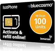 BlueCosmo IsatPhone 100 Unit Global Satellite Phone Prepaid Service SIM Card for Inmarsat IsatPhone Pro and IsatPhone 2-77 Minutes - 200 SMS Text Messages - 90 Day Expiry - No Activation Fees