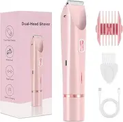 Glow Aura Womens Shaver, Glowshave - Electric 2 in 1 Double-Headed Lady Razor, Wet and Dry Bikini Trimmer, Glow Shave Waterproof Womens Body Shaver for Leg Arm Underarm
