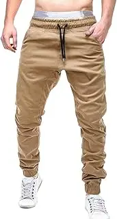 Men's Heavyweight Cargo Pants Baggy Workout Running Athletic Pants Stretch Drawstring Elastic Waist Jogger Sweatpants
