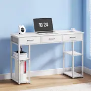 1 Artiss Computer Desk Home Office Desks Drawer Shelves Study Table White 120cm