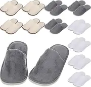 Tarpop 12 Pairs Disposable Slippers for Guests Bulk House Slippers Spa Slippers Fluffy Coral Fleece Indoor Hotel Slippers for Women Men Shoeless Home Hotel Bedroom Travel