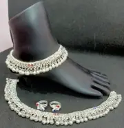 Anklet Silver Plated Ankle Chain Foot Bracelet Women Indian Payal Jewelry ANKLET
