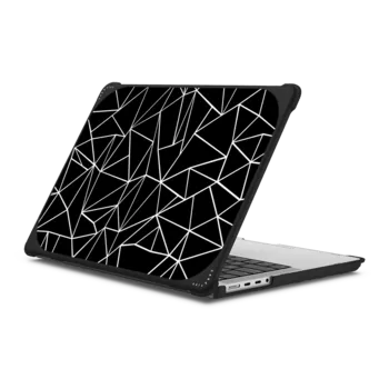 MacBook Pro 14-inch (M1 - M4) Bounce Case Abstraction Outline White on Black Macbook